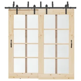 Kit de herrajes para puertas correderas acero negro 213,5 cm by , Door items - Ref: Foro24-3295724, Price: 140,89 €, Discount: %