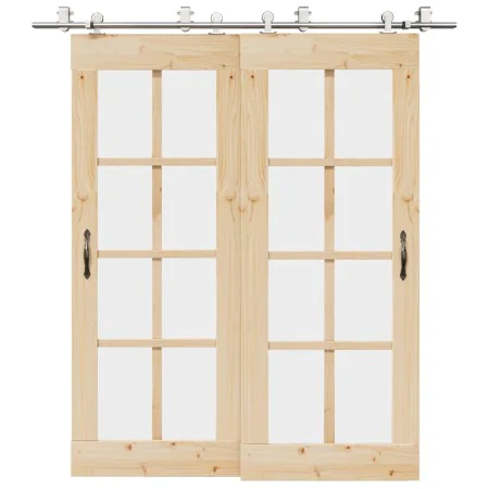 Kit de herrajes para puerta corredera 200 cm acero plateado de , Artículos para puertas - Ref: Foro24-3295764, Precio: 186,59...