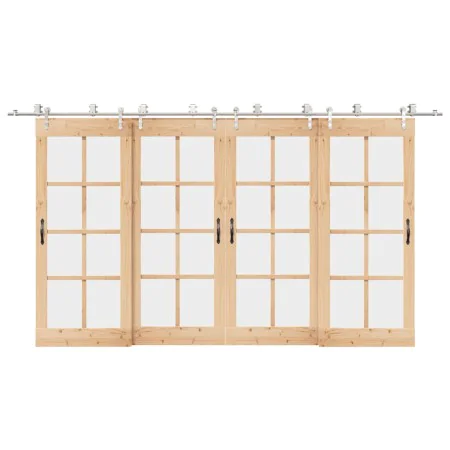 Kit de herrajes para puerta corredera 400 cm acero plateado by , Door items - Ref: Foro24-3295770, Price: 500,78 €, Discount: %