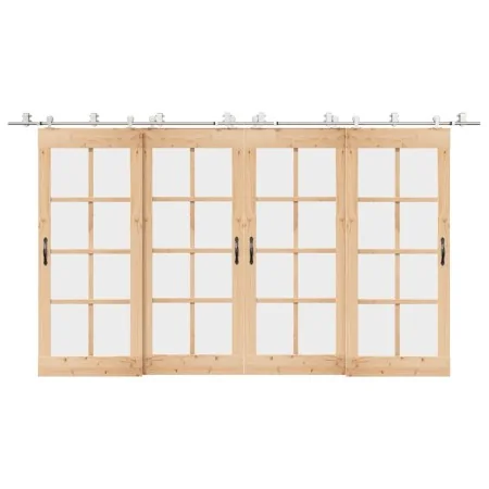 Kit de herrajes para puerta corredera 400 cm acero plateado de , Artículos para puertas - Ref: Foro24-3295772, Precio: 365,59...