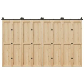 Kit de herrajes para puertas correderas acero negro 366 cm by , Door items - Ref: Foro24-3295801, Price: 168,12 €, Discount: %