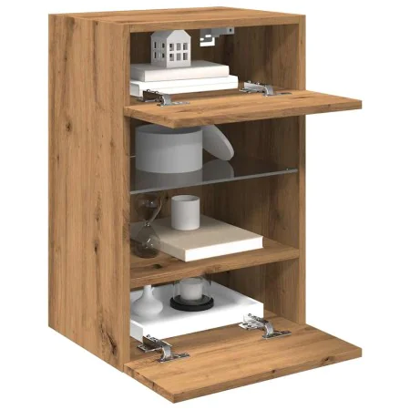 Muebles TV de pared luces LED 2 uds roble artisian 40x30x60,5cm by , TV Furniture - Ref: Foro24-857681, Price: 85,38 €, Disco...