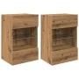 Muebles TV de pared luces LED 2 uds roble artisian 40x30x60,5cm by , TV Furniture - Ref: Foro24-857681, Price: 85,38 €, Disco...