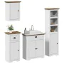 Juego muebles baño BODO 4pzas madera maciza pino blanco marrón by , Bathroom furniture - Ref: Foro24-3307651, Price: 379,87 €...