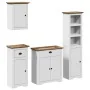 Juego muebles baño BODO 4pzas madera maciza pino blanco marrón by , Bathroom furniture - Ref: Foro24-3307651, Price: 379,87 €...