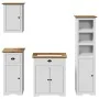 Juego muebles baño BODO 4pzas madera maciza pino blanco marrón by , Bathroom furniture - Ref: Foro24-3307651, Price: 379,87 €...