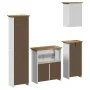 Juego muebles baño BODO 4pzas madera maciza pino blanco marrón by , Bathroom furniture - Ref: Foro24-3307651, Price: 379,87 €...