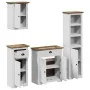 Juego muebles baño BODO 4pzas madera maciza pino blanco marrón by , Bathroom furniture - Ref: Foro24-3307651, Price: 379,87 €...