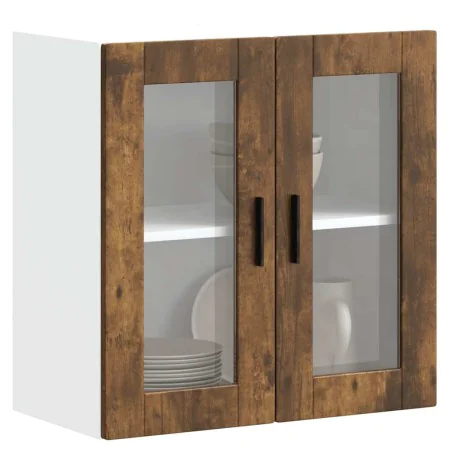 Armario de pared para cocina puerta cristal Porto roble ahumado by , Kitchen cabinets - Ref: Foro24-854152, Price: 64,69 €, D...