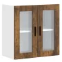 Armario de pared para cocina puerta cristal Porto roble ahumado by , Kitchen cabinets - Ref: Foro24-854152, Price: 64,69 €, D...