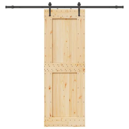 Puerta corredera con herrajes madera maciza de pino 80x210 cm de , Puertas - Ref: Foro24-3332743, Precio: 211,99 €, Descuento: %
