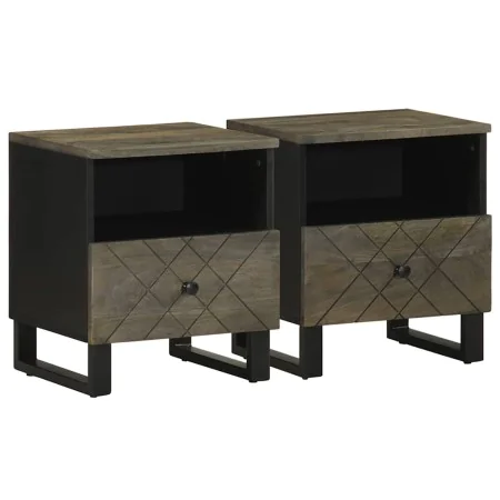 Mesitas de noche 2 uds madera maciza de mango negro 40x33x46 cm by , Nightstands - Ref: Foro24-4017691, Price: 110,74 €, Disc...