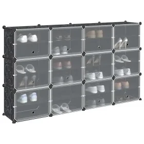 Estantería de cubos con 12 compartimentos y puertas PP negro by , Shoe racks and shoe organizers - Ref: Foro24-4019578, Price...