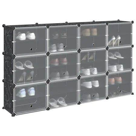 Estantería de cubos con 12 compartimentos y puertas PP negro by , Shoe racks and shoe organizers - Ref: Foro24-4019578, Price...