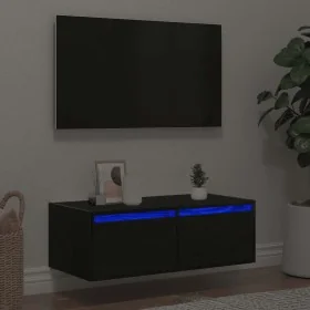 Mueble de TV con luces LED roble negro 75x35,5x25 cm von , TV-Möbel - Ref: Foro24-860230, Preis: 71,01 €, Rabatt: %