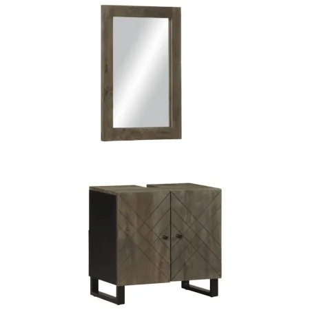 Conjunto de muebles de baño 2 piezas madera maciza mango negro by , Bathroom furniture - Ref: Foro24-3310000, Price: 134,48 €...