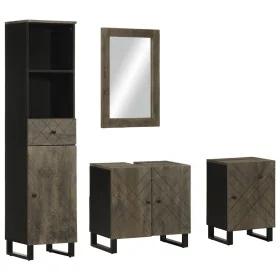 Conjunto de muebles de baño 4 piezas madera maciza mango negro von , Badezimmermöbel - Ref: Foro24-3310002, Preis: 314,65 €, ...