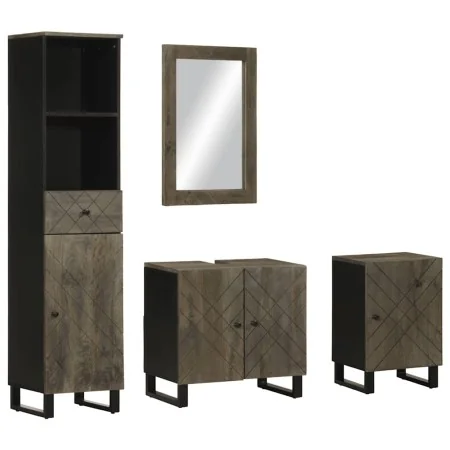 Conjunto de muebles de baño 4 piezas madera maciza mango negro by , Bathroom furniture - Ref: Foro24-3310002, Price: 314,54 €...