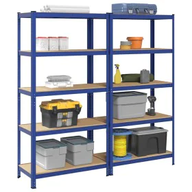 Estanterías de 5 baldas 2 uds madera contrachapada y acero azul by , Industrial shelving - Ref: Foro24-3307605, Price: 120,50...