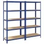 Estanterías de 5 baldas 2 uds madera contrachapada y acero azul by , Industrial shelving - Ref: Foro24-3307605, Price: 120,50...