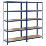 Estanterías de 5 baldas 2 uds madera contrachapada y acero azul by , Industrial shelving - Ref: Foro24-3307605, Price: 120,50...