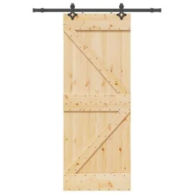 Puerta corredera con herrajes madera maciza de pino 80x210 cm by , Doors - Ref: Foro24-3332631, Price: 212,13 €, Discount: %
