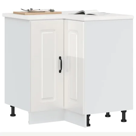 Mueble cocina esquina Kalmar madera ingeniería blanco brillante by , Kitchen cabinets - Ref: Foro24-853509, Price: 113,99 €, ...