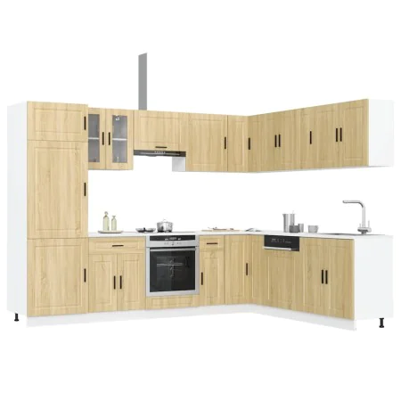 Mueble cocina Porto roble sonoma 14 pzas madera contrachapada von , Küchenschränke - Ref: Foro24-3314994, Preis: 993,59 €, Ra...