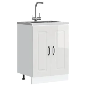 Mueble bajo para fregadero Kalmar blanco brillo 60x46x81,5 cm by , Kitchen cabinets - Ref: Foro24-853439, Price: 85,53 €, Dis...