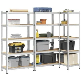 Estanterías resistentes 5 niveles 3 uds contrachapada y acero by , Industrial shelving - Ref: Foro24-3307597, Price: 165,73 €...