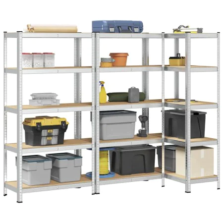 Estanterías resistentes 5 niveles 3 uds contrachapada y acero by , Industrial shelving - Ref: Foro24-3307597, Price: 165,73 €...