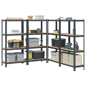 Estante almacenaje 4 niveles 4 uds acero y madera contrachapada von , Industrieregale - Ref: Foro24-3307583, Preis: 130,83 €,...