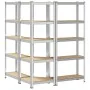 Juego de 3estantes 5niveles acero plateado y madera industrial von , Industrieregale - Ref: Foro24-3307618, Preis: 108,30 €, ...