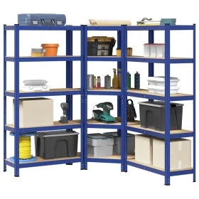 Juego de 3 estantes de 5 niveles acero azul y madera industrial by , Industrial shelving - Ref: Foro24-3307626, Price: 167,96...