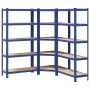 Juego de 3 estantes de 5 niveles acero azul y madera industrial by , Industrial shelving - Ref: Foro24-3307626, Price: 167,96...