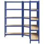 Juego de 3 estantes de 5 niveles acero azul y madera industrial by , Industrial shelving - Ref: Foro24-3307626, Price: 167,96...