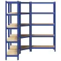 Juego de 3 estantes de 5 niveles acero azul y madera industrial by , Industrial shelving - Ref: Foro24-3307626, Price: 167,96...
