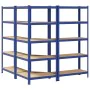 Juego de 3 estantes de 5 niveles acero azul y madera industrial by , Industrial shelving - Ref: Foro24-3307626, Price: 167,96...