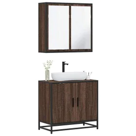 Set de muebles baño 2 pzas madera contrachapada marrón roble by , Bathroom furniture - Ref: Foro24-3300889, Price: 123,44 €, ...