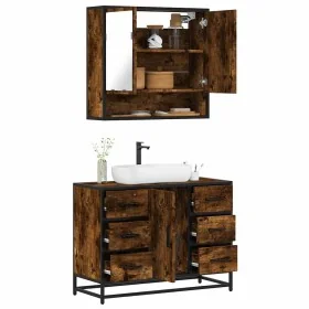 Set de muebles baño 2 pzas madera contrachapada roble ahumado von , Badezimmermöbel - Ref: Foro24-3300932, Preis: 193,56 €, R...
