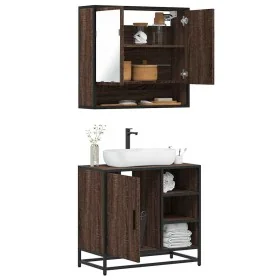 Set de muebles baño 2 pzas madera contrachapada marrón roble von , Badezimmermöbel - Ref: Foro24-3300939, Preis: 149,18 €, Ra...