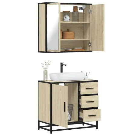 Set de muebles de baño 2 pzas madera contrachapada roble Sonoma von , Badezimmermöbel - Ref: Foro24-3300896, Preis: 167,83 €,...