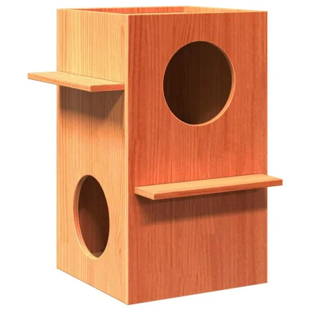 Casa para gatos cera marrón 43x43x60 cm madera maciza pino de , Mobiliario para gatos - Ref: Foro24-859303, Precio: 67,23 €, ...
