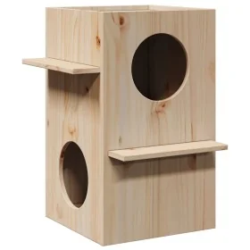 Casa para gatos madera maciza pino 43x43x60 cm by , Cat furniture - Ref: Foro24-859301, Price: 60,60 €, Discount: %