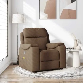 Sillón reclinable con masaje de tela marrón de , Sillones - Ref: Foro24-4015694, Precio: 200,56 €, Descuento: %