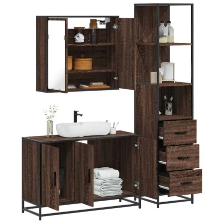Set de muebles baño 3 pzas madera contrachapada roble marrón de , Muebles de baño - Ref: Foro24-3301134, Precio: 252,81 €, De...