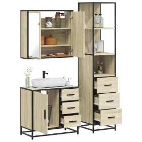 Set de muebles de baño 3 pzas madera contrachapada roble Sonoma von , Badezimmermöbel - Ref: Foro24-3301136, Preis: 273,17 €,...