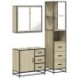 Set de muebles de baño 3 pzas madera contrachapada roble Sonoma de , Muebles de baño - Ref: Foro24-3301136, Precio: 272,92 €,...