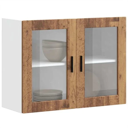 Armario de pared para cocina puerta cristal Porto madera vieja by , Kitchen cabinets - Ref: Foro24-854095, Price: 85,83 €, Di...