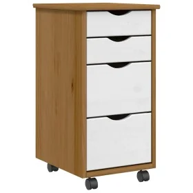 Cajonera con ruedas MOSS madera maciza pino marrón miel by , Lockers and storage cabinets - Ref: Foro24-4015793, Price: 78,08...